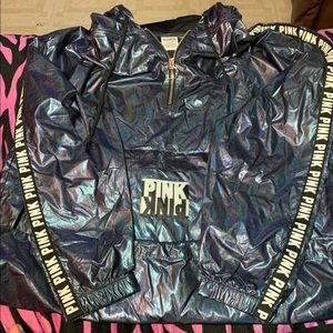 NWOT Pink anorak windbreaker metallic M/L